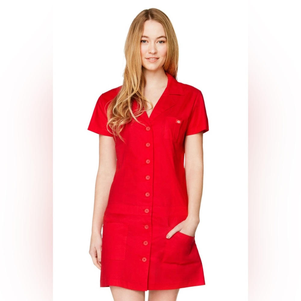 Open box NWT Dickies Girl Junior's Short Sleeve Button Up Dress with Pockets